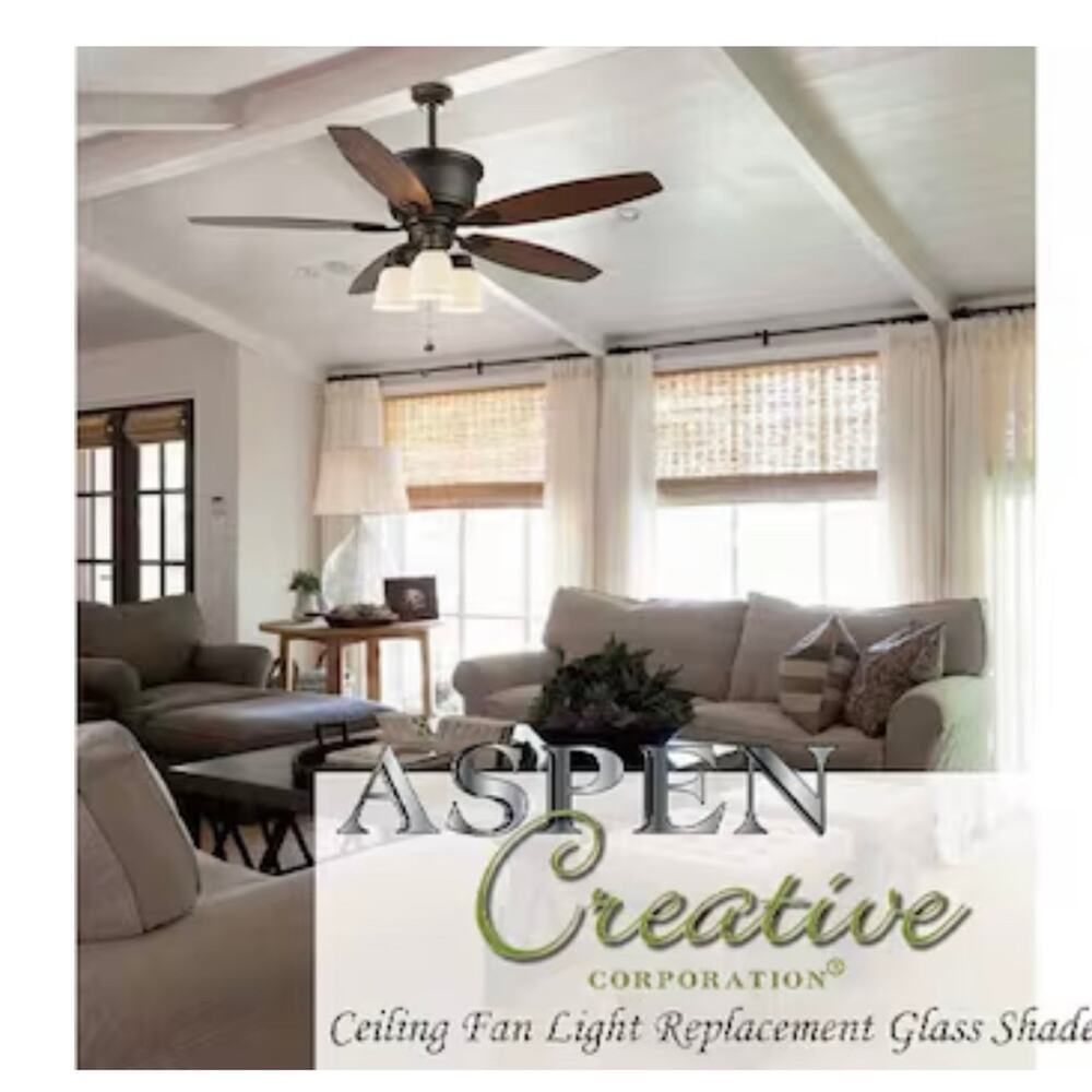 Set of 4 Aspen Creative Bell Clear Glass Ceiling Fan Shade